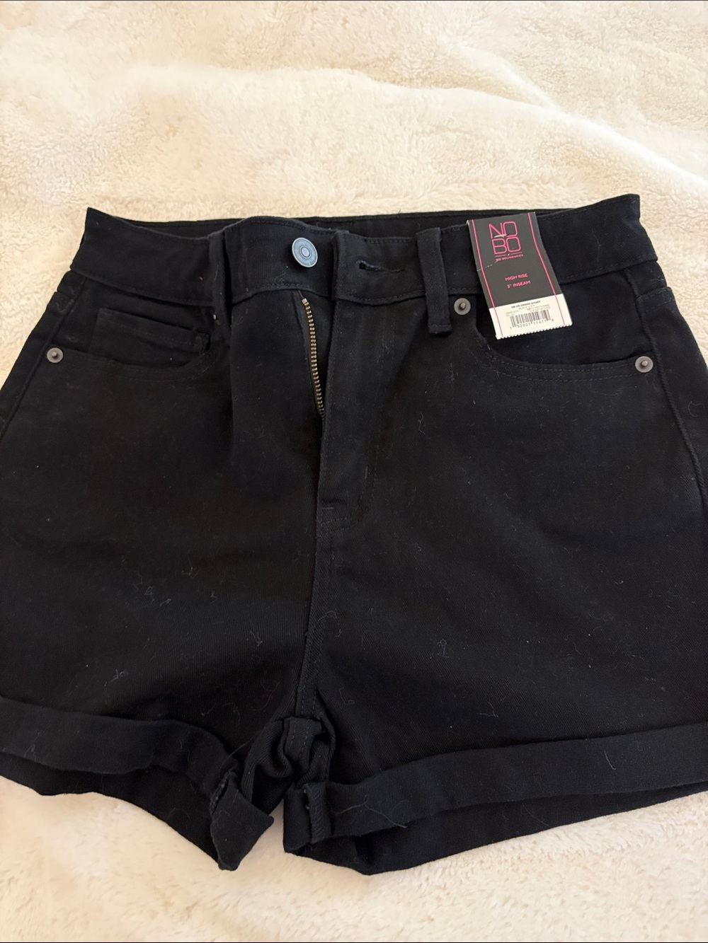 No Boundaries Black High-Rise Rolled Hem Jean Shorts